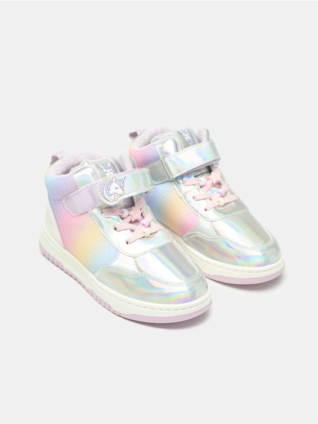Sinsay - Sneakers înalți căptușiți cu finisaj holografic - argintiu