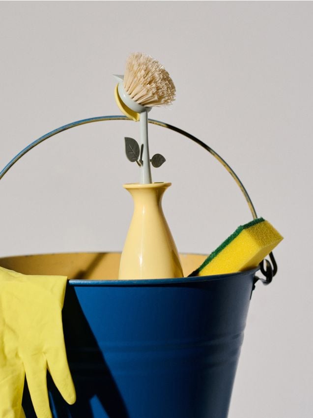 Sinsay - Perie de curățat cu motiv de lămâie în vază - galben
