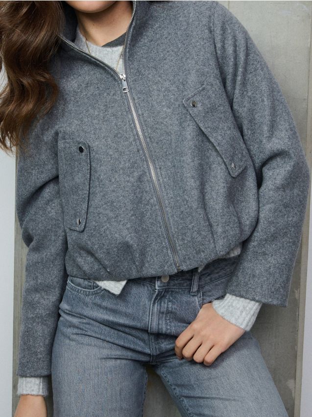 Sinsay - Geacă bomber cu tiv strâns - gri-închis