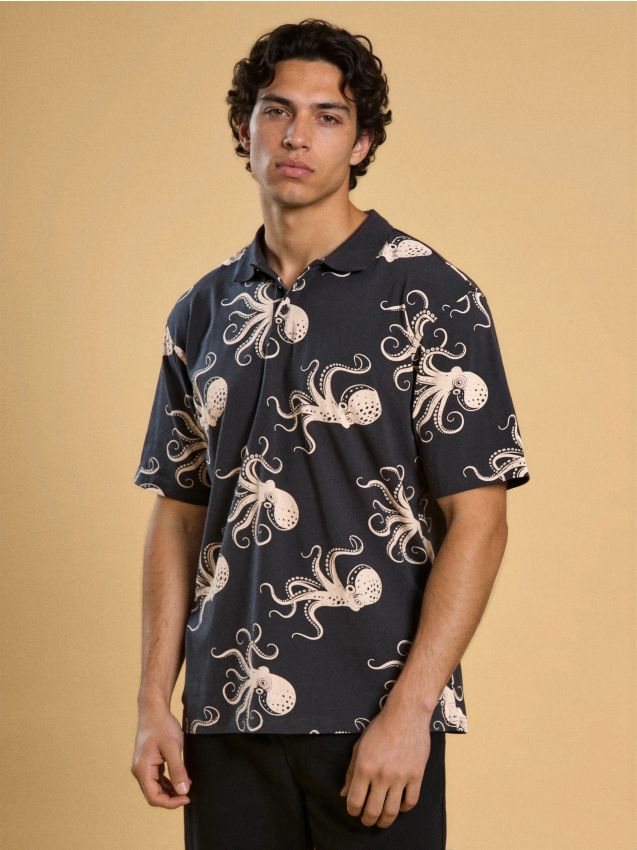 Sinsay - Tricou polo din bumbac - bleumarin