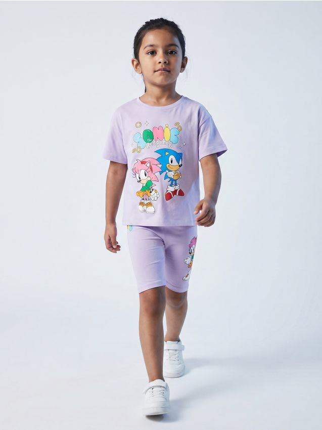 Sinsay - Colanți scurți Sonic The Hedgehog - lavand