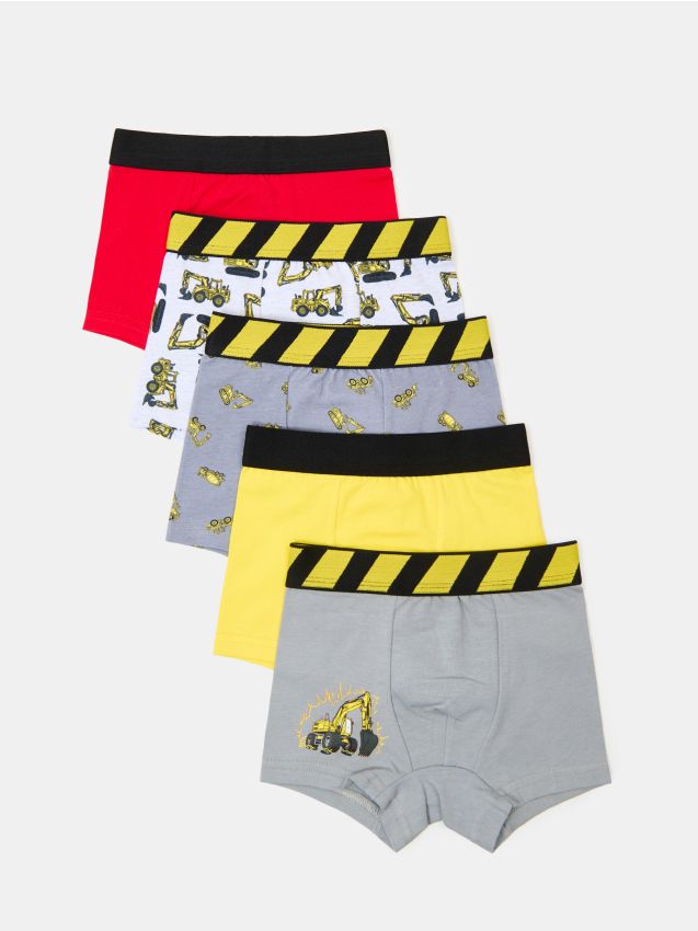Sinsay - Boxeri din bumbac cu motiv utilaje de construcții 5 pack - multicolor
