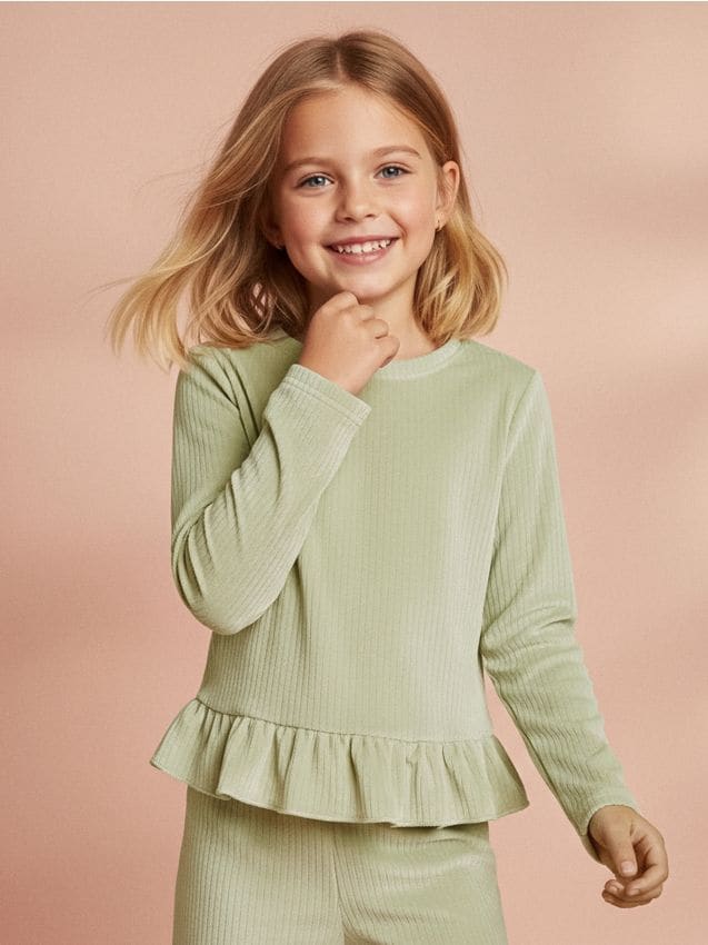 Sinsay - Hanorac cu guler rotund - verde-mentă