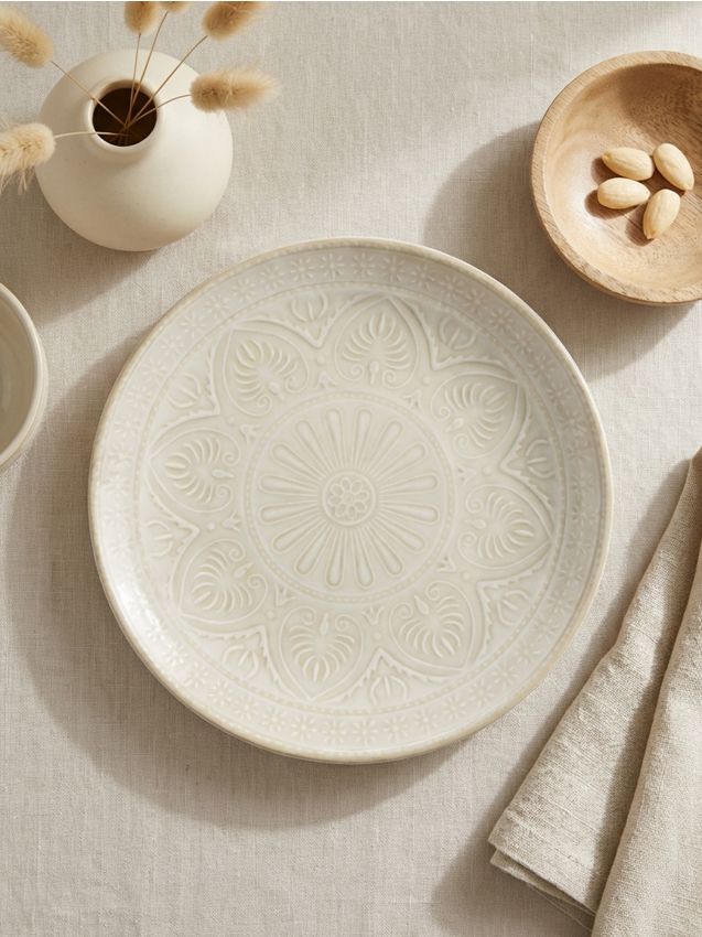Sinsay - Farfurie ceramică cu model în relief - crem