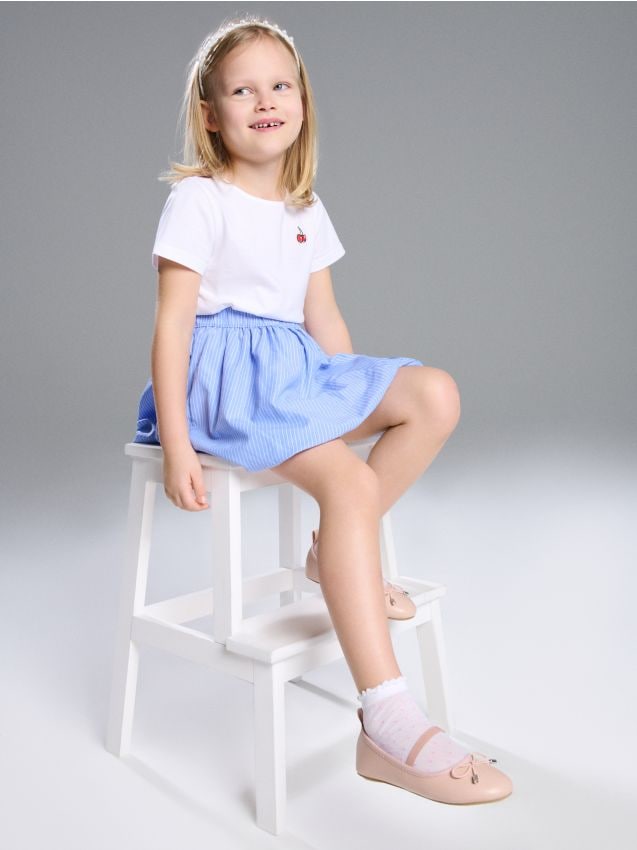 Sinsay - Balerini clasici cu branț din piele - roz-trandafiriu