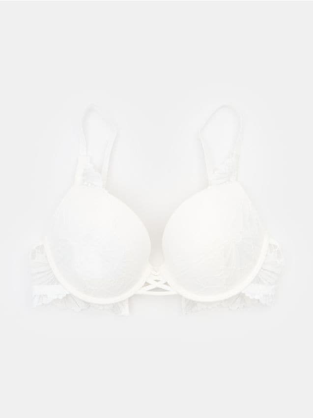 Sinsay - Sutien push-up cu dantelă - alb