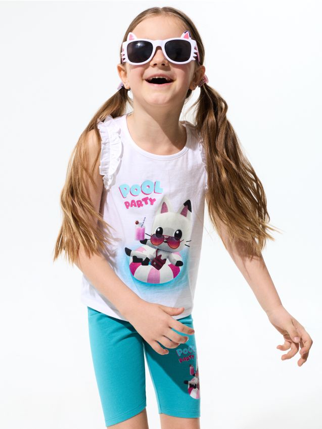 Sinsay - Tricou din bumbac cu imprimeu Gabby’s Dollhouse - alb