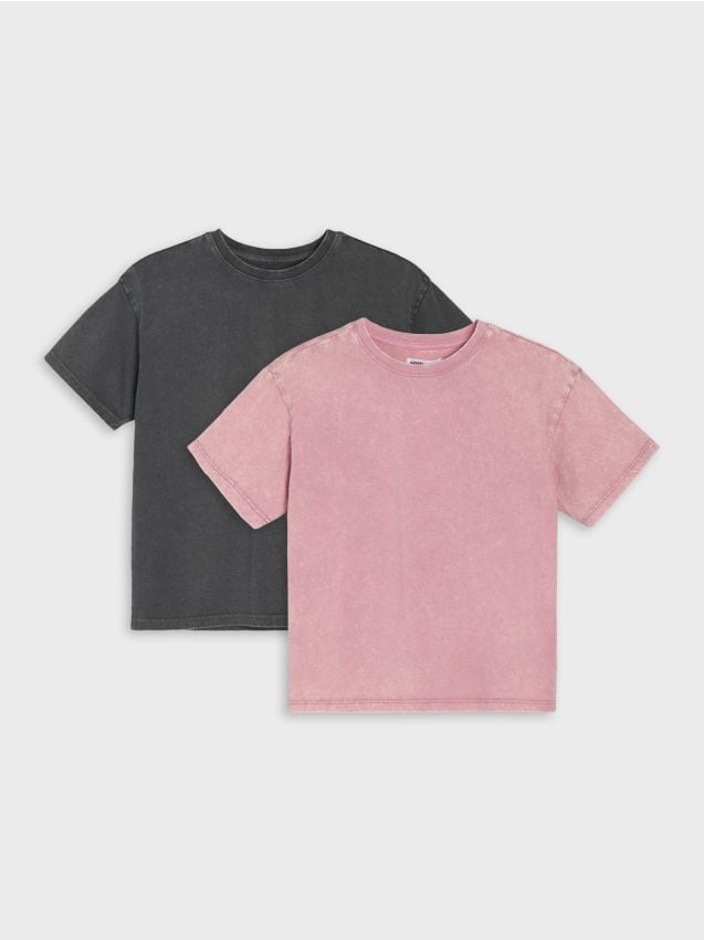 Sinsay - Tricouri din bumbac supradimensionate 2 pack - multicolor