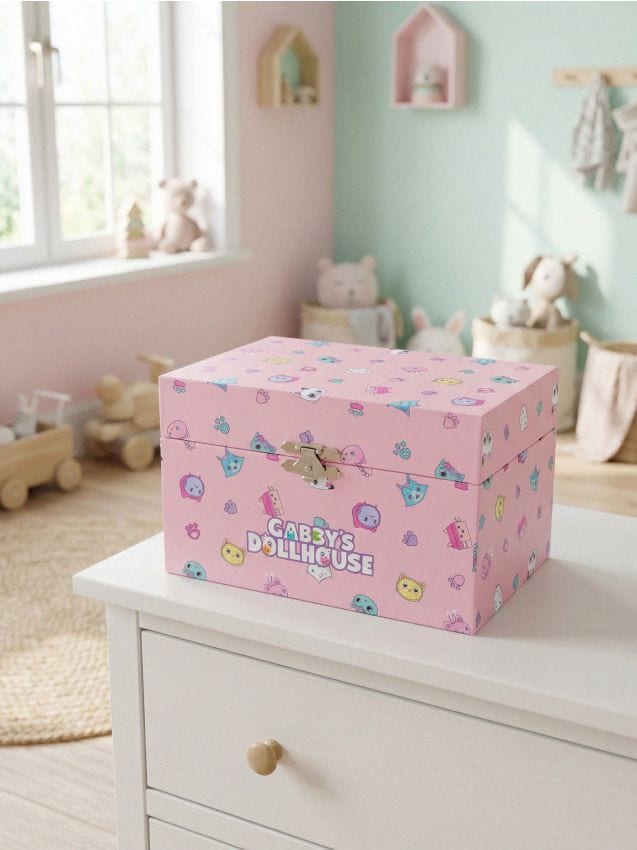 Sinsay - Casetă de bijuterii cu cutie muzicală Gabby’s Dollhouse - roz-trandafiriu