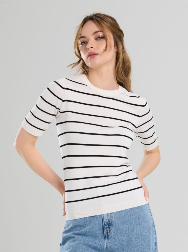 Pletena bluza s kratkimi rokavi - SINSAY