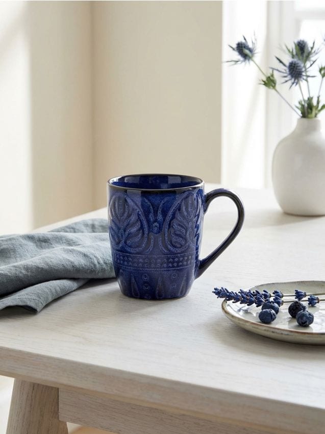 Sinsay - Cană ceramică cu model embosat - albastru