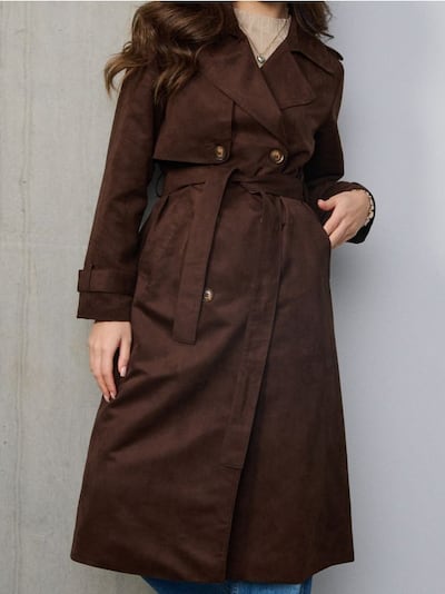 Тренч з імітації замші з поясом
