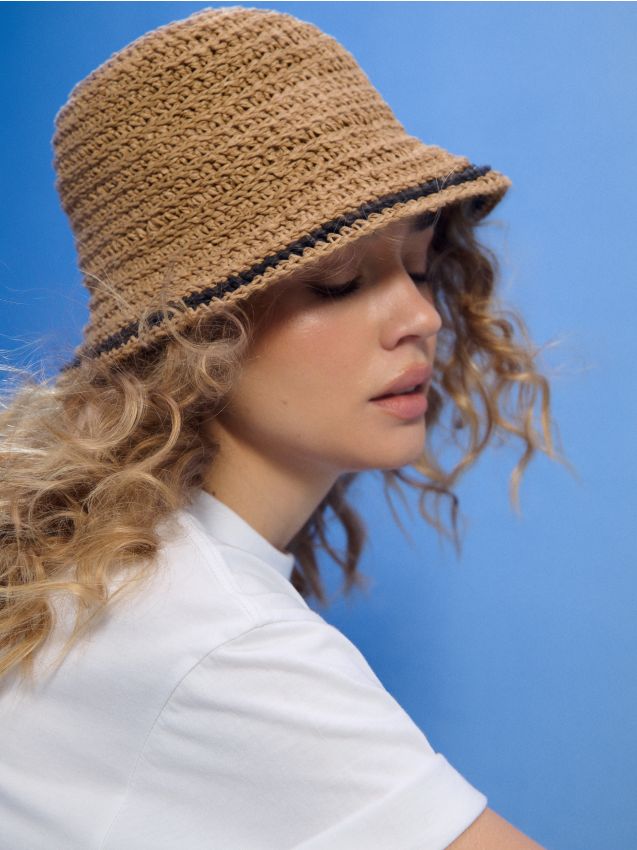 Sinsay - Pălărie cu panglică decorativă - bej