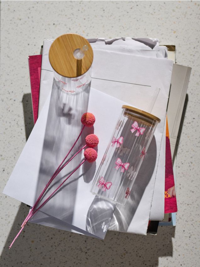 Sinsay - Hrnček s viečkom a slamkou - ružová