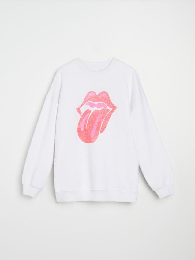 Sinsay - Bluza z nadrukiem The Rolling Stones - kremowy