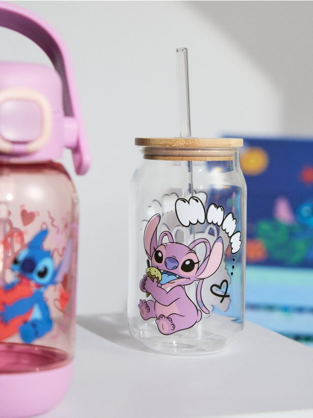 Sinsay - Cană din sticlă cu capac și pai Lilo & Stitch - multicolor