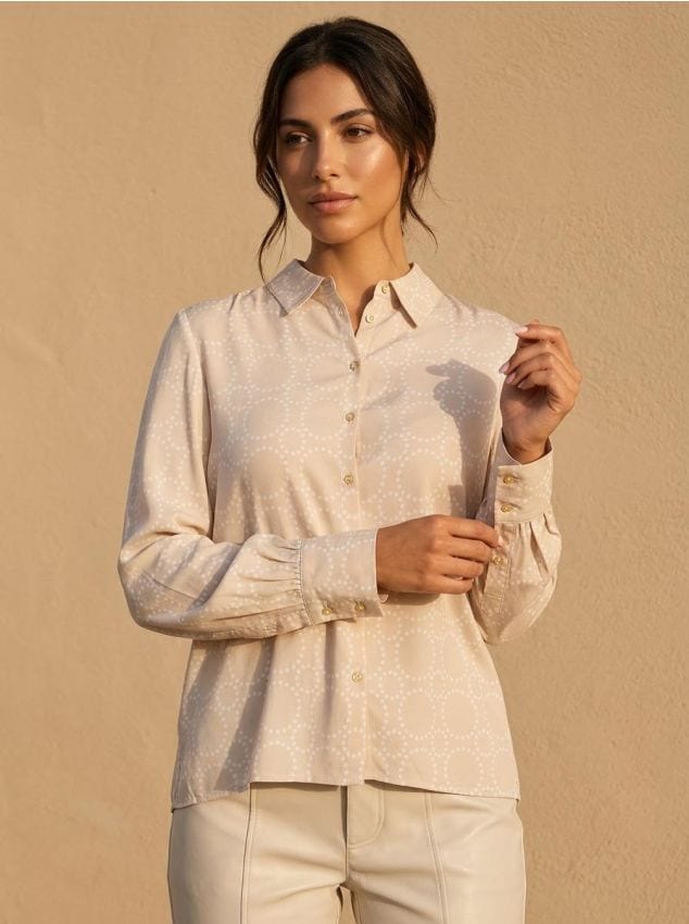 Sinsay - Cămașă cu model - nude