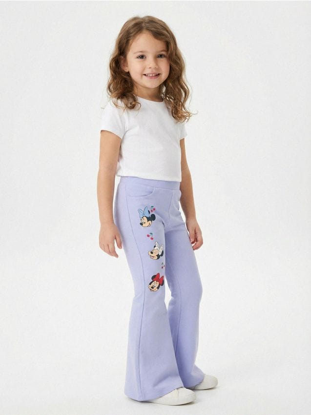 Sinsay - Pantaloni flare Minnie Mouse - light blue