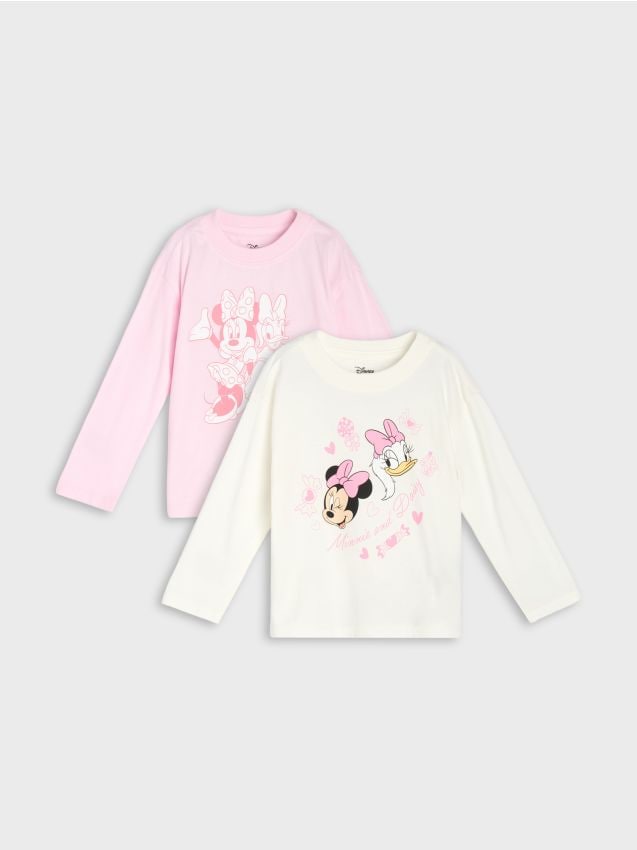 Sinsay - Tricouri din bumbac cu mâneci lungi set 2 bucăți Disney - crem