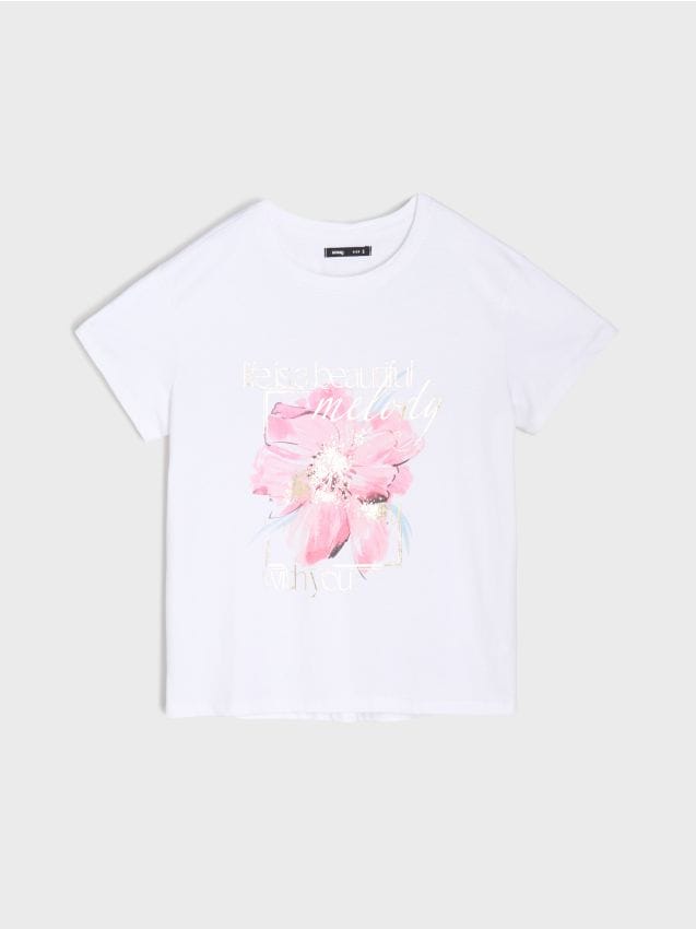 Tricou din bumbac cu imprimeu metalic - SINSAY