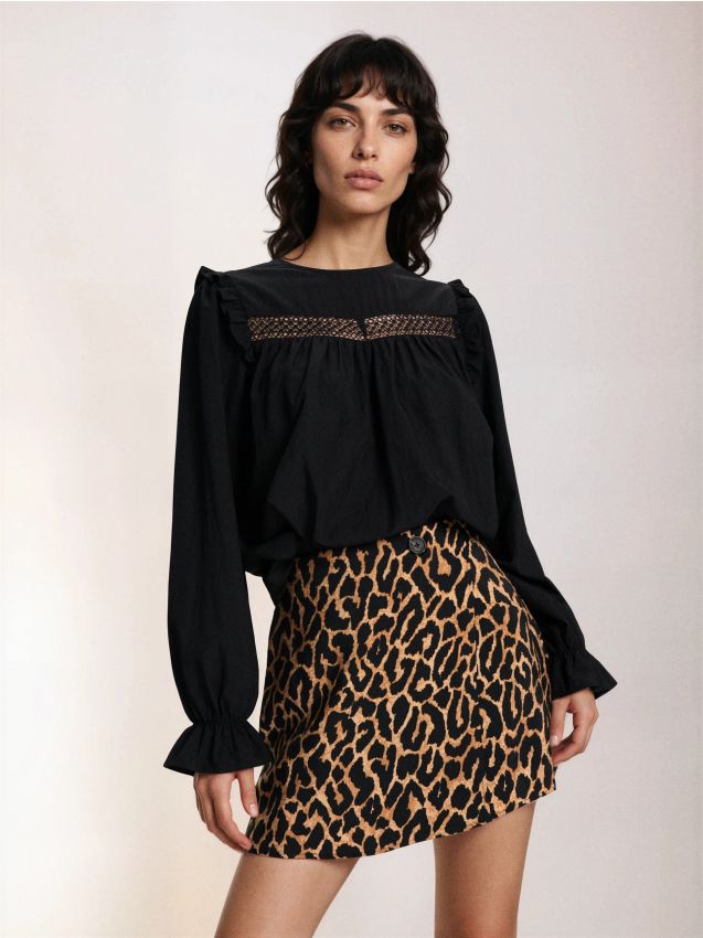 Sinsay - Spódnico-spodenki z wiskozą w panterkę - wielobarwny