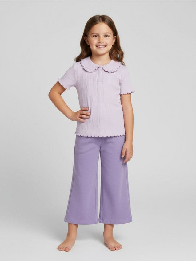 Sinsay - Tepláky so širokými nohavicami - tmavofialová