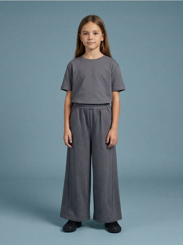 Sinsay - Tepláky so širokými nohavicami - tmavosivá