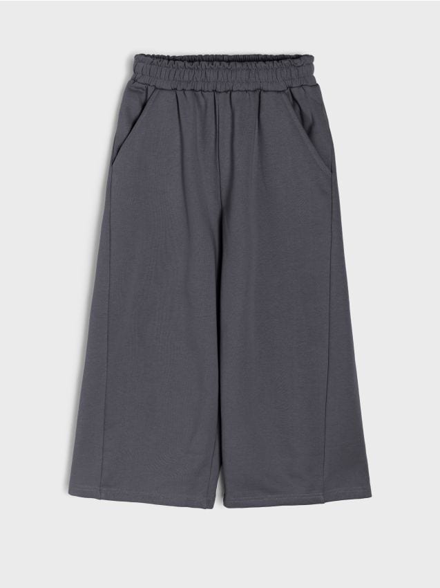 Sinsay - Tepláky so širokými nohavicami - tmavosivá