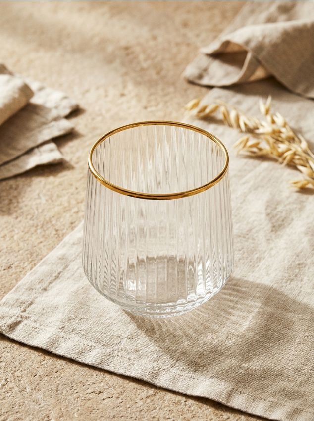 Sinsay - Pahare cu striații și margine aurie 2 pack - auriu