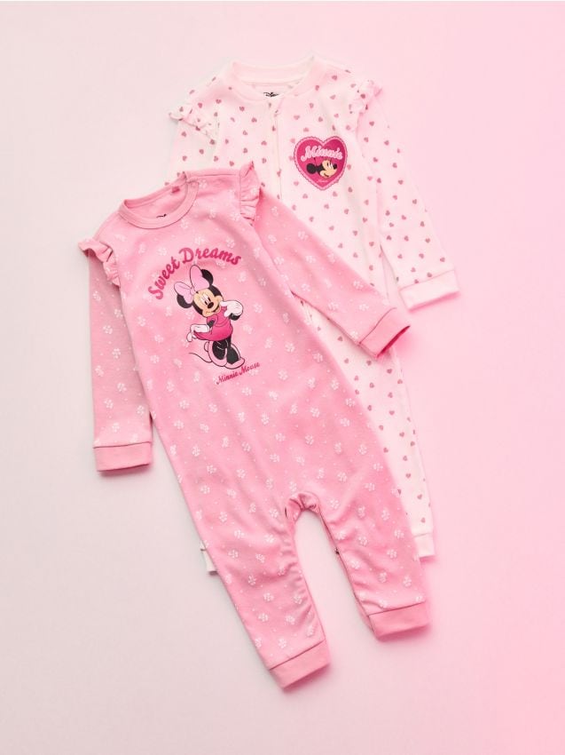 Sinsay - Salopete din bumbac cu imprimeu 2 pack Minnie Mouse - maro-închis
