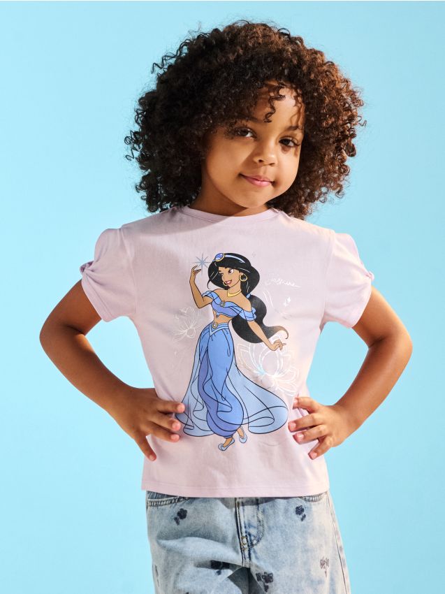 Sinsay - Tricou din bumbac cu imprimeu Disney Princess Jasmine - lavand