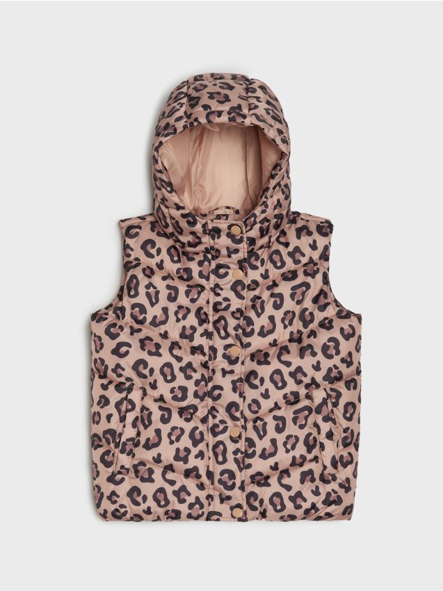 Sinsay - Vestă matlasată cu glugă - bej