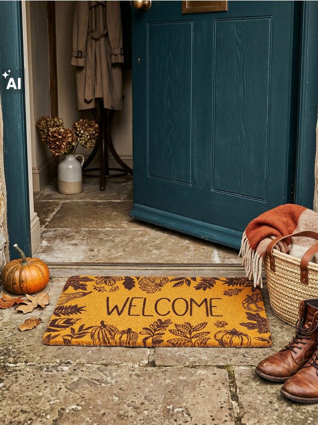 Sinsay - Preș de intrare cu inscripția Welcome - galben-pal