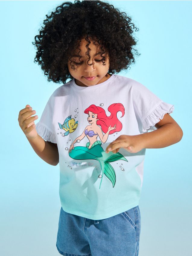 Sinsay - Tricou din bumbac cu imprimeu The Little Mermaid - multicolor