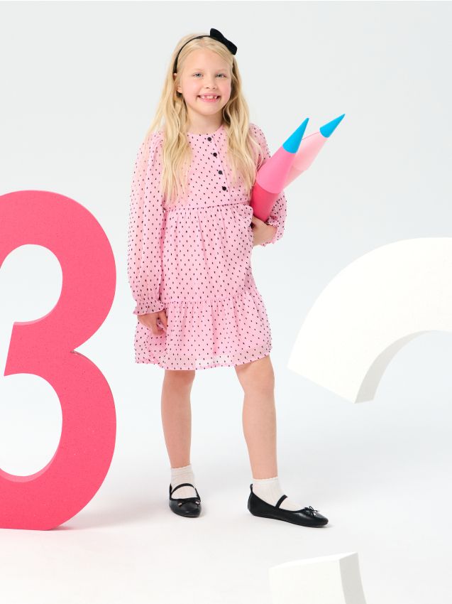 Sinsay - Rochie cu buline - roz-trandafiriu