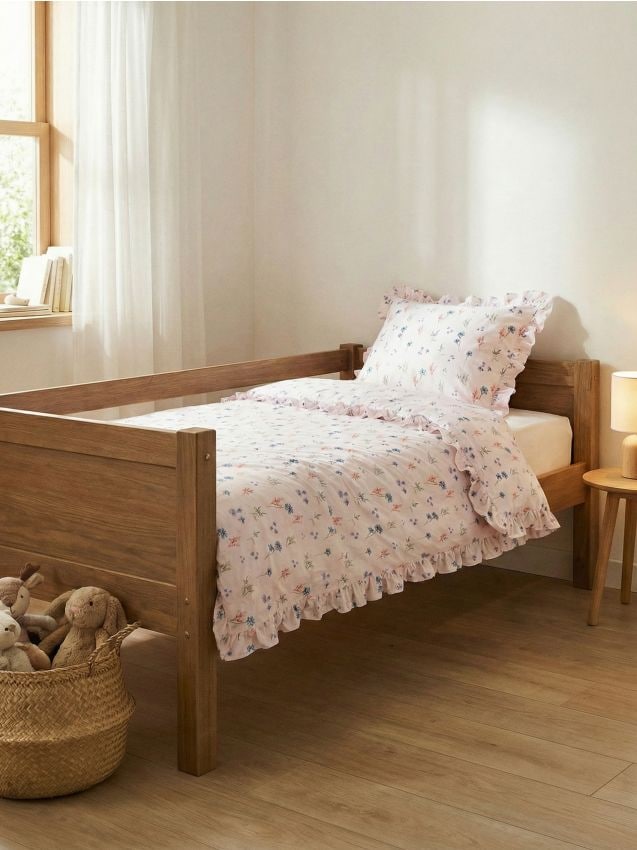 Sinsay - Bawełniana pościel dziecięca z falbanami - różowy