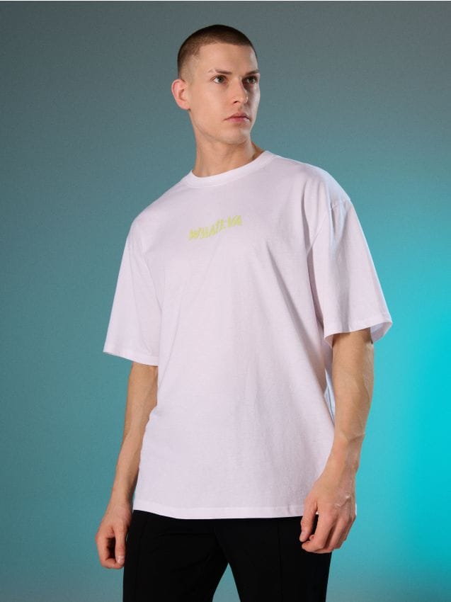 Sinsay - Tricou din bumbac cu inscripție Whateva - alb