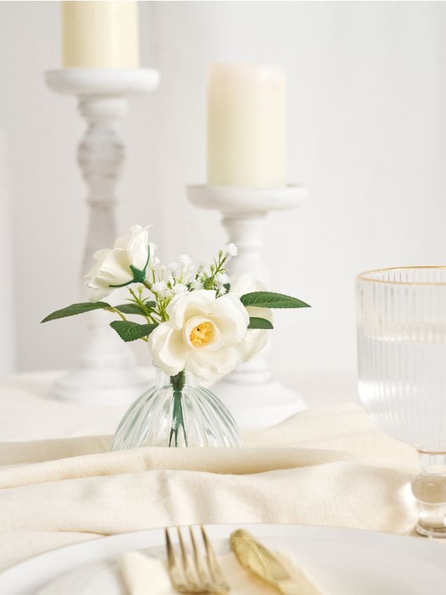 Sinsay - Flori decorative într-o vază din sticlă - alb