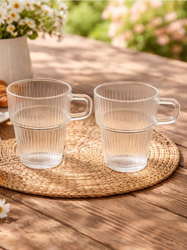 Sinsay - Căni de sticlă striate 2 pack - clear