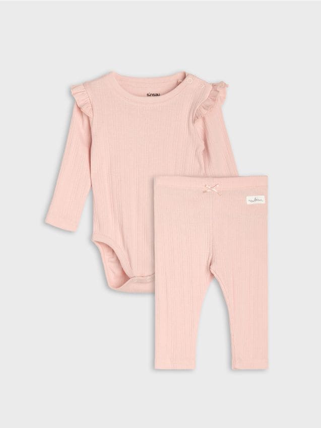 Sinsay - Set din bumbac: tricou și colanți - roz