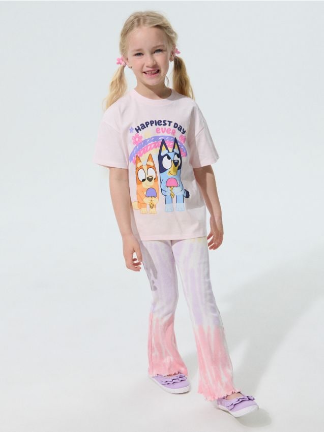 Sinsay - Tricou din bumbac cu imprimeu Bluey - roz-pastel