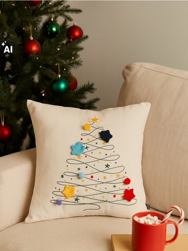 Sinsay - Pernă decorativă de Crăciun cu motiv de brad - multicolor