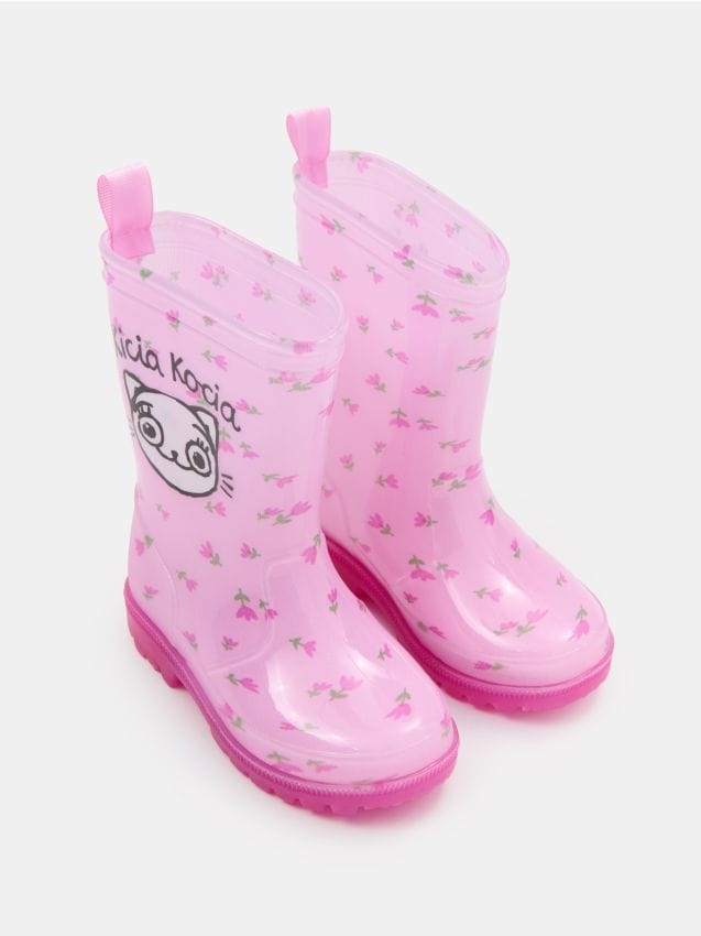 Sinsay - Ghete din cauciuc cu talpă iluminată LED Kitty Kotty - roz-pastel