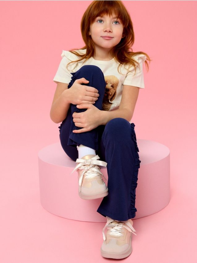 Sinsay - Sneakerși cu închidere cu velcro și fundă decorativă - roz-pudră