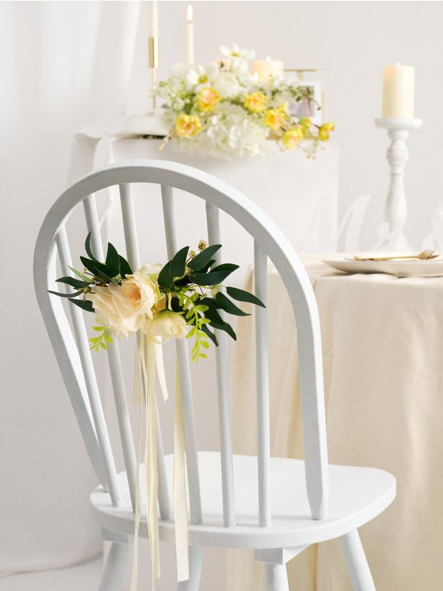 Sinsay - Crenguță decorativă cu trandafiri și panglici - alb