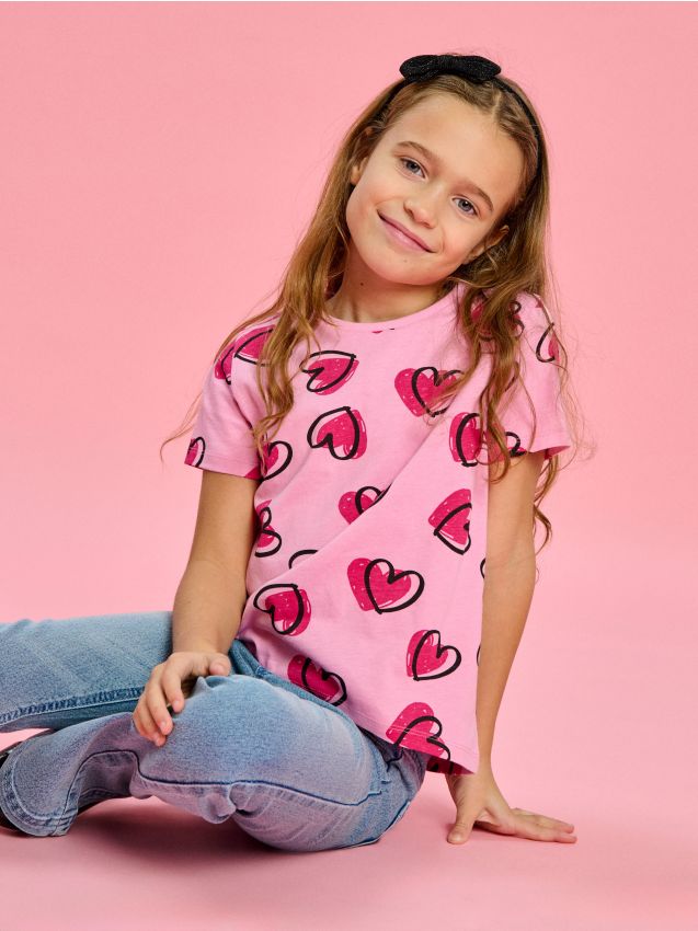 Sinsay - Tricou cu mânecă scurtă - roz