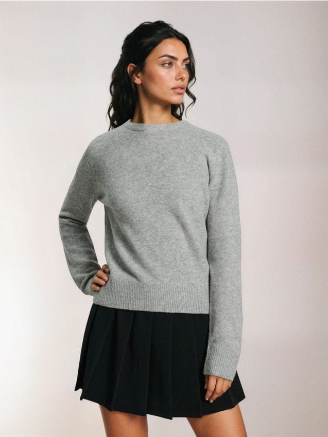 Sinsay - Pulover clasic cu amestec de lână - gri deschis
