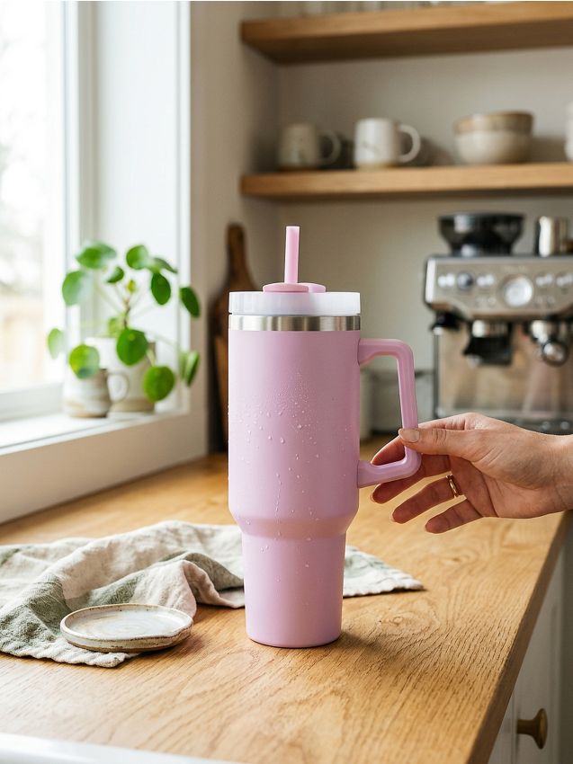 Sinsay - Cană termică cu mâner - roz-pastel