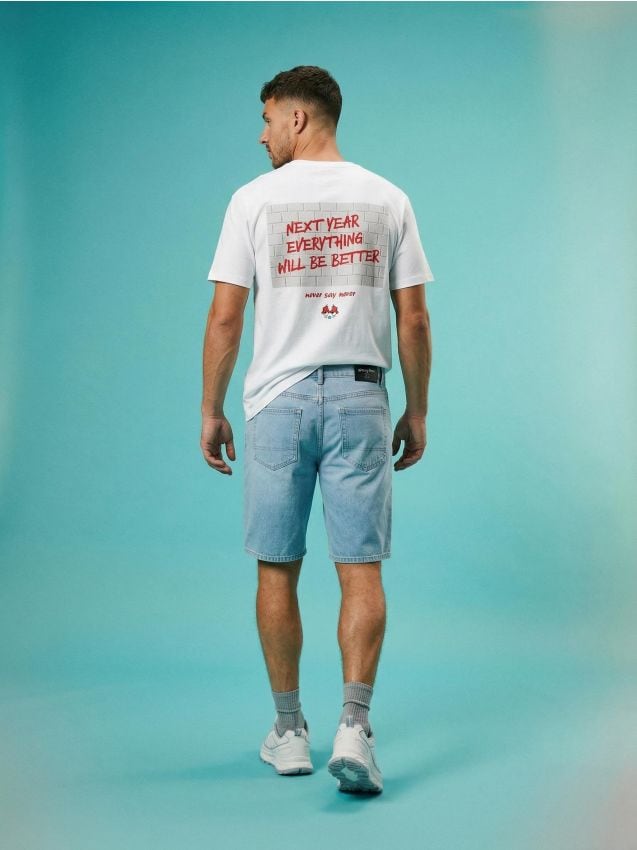 Sinsay - Tricou din bumbac cu imprimeu - alb