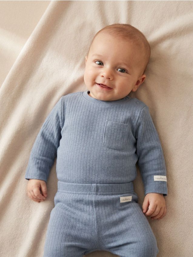 Sinsay - Set din bumbac: tricou și colanți - bleumarin